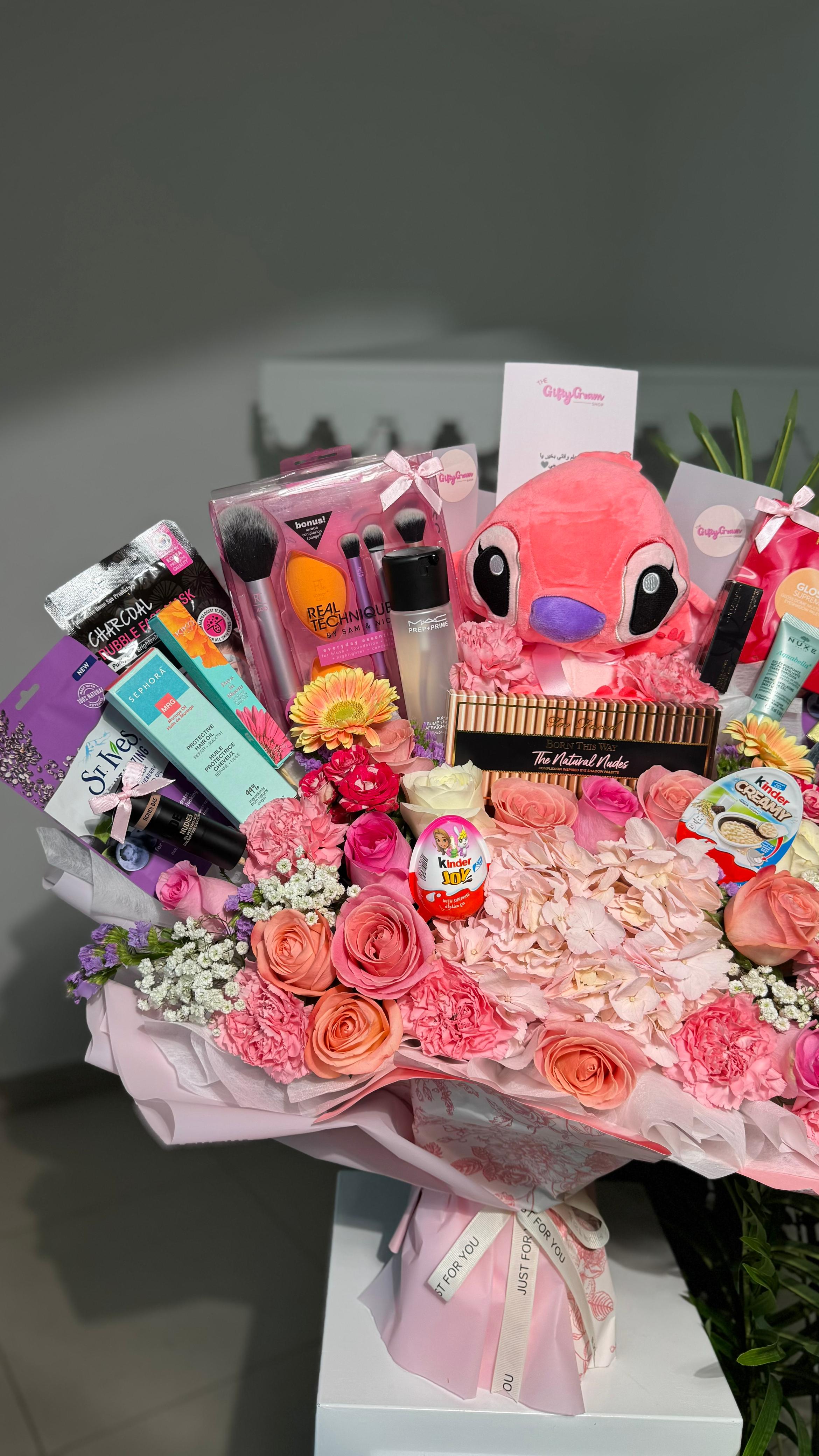 World’s Most Luxurious Makeup Bouquet with Red Roses + Stitch