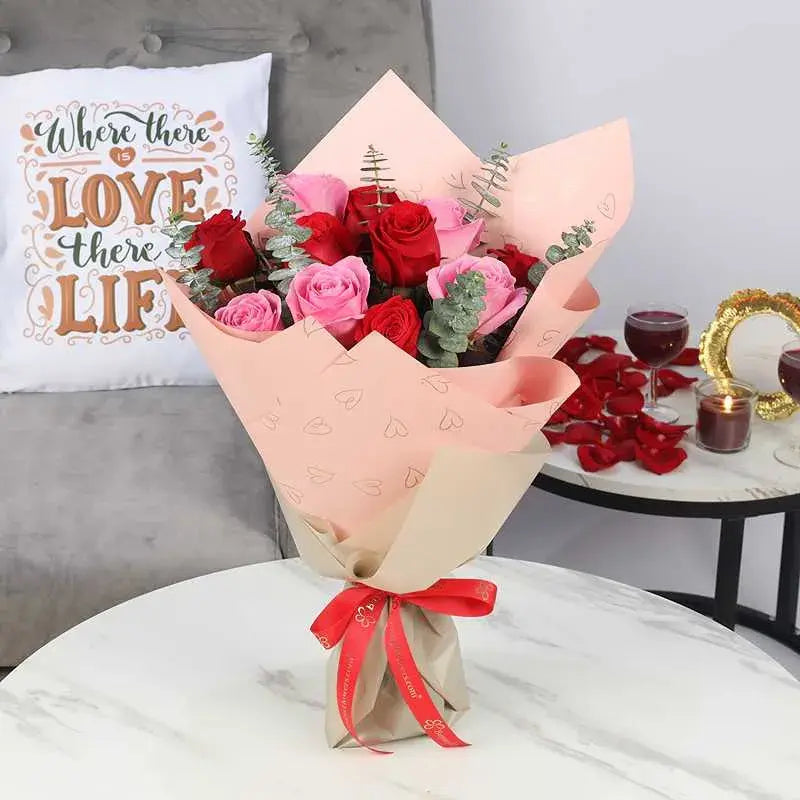 11 Pink & Red Roses